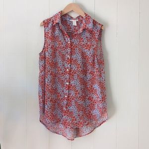 H&M sleeveless collared floral blouse
